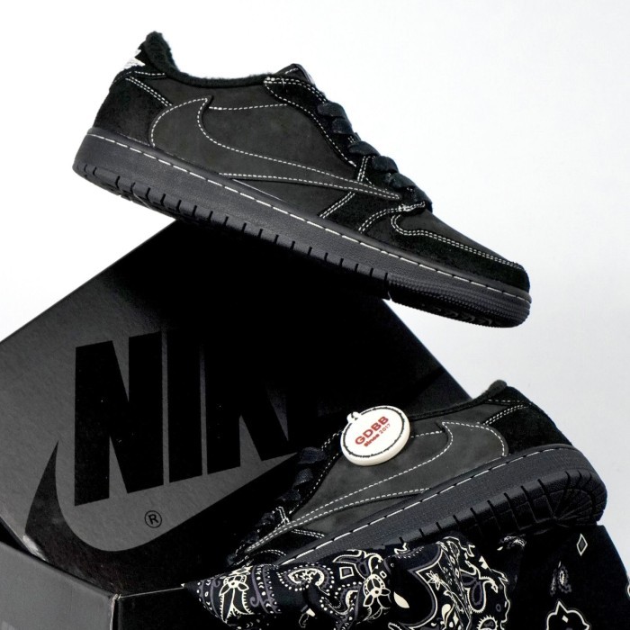 Air Jordan 1 Low Travis Scott Black Phantom Allblack Fullblack - 39