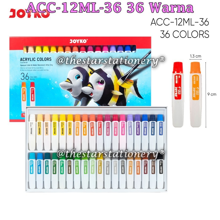 

(1 Set/36 Warna) GROSIR Cat Akrilik Joyko ACC-12ML-36 36 Warna / Acrylic Color Joyko ACC-12ML