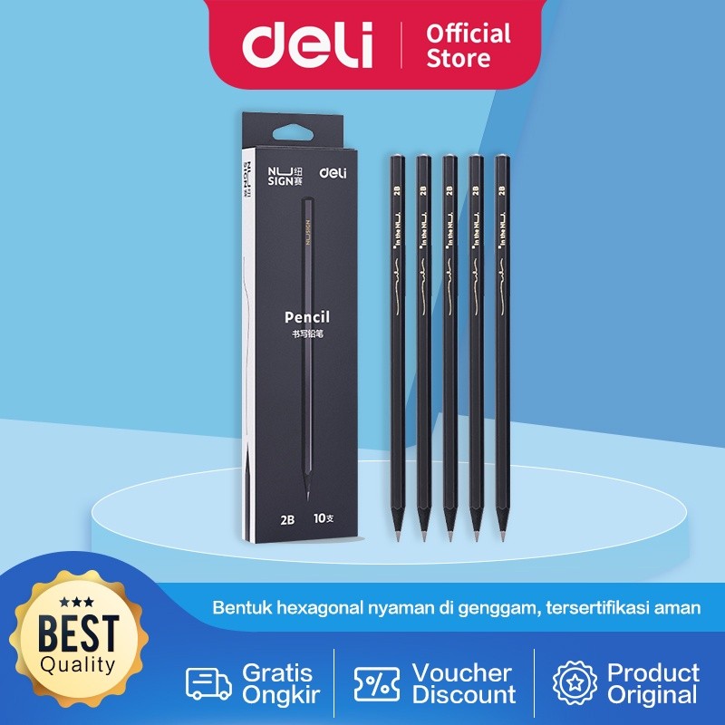 

Deli Pensil Nusign 2B Design Elegan Nyaman Di Genggam - NS722-2B