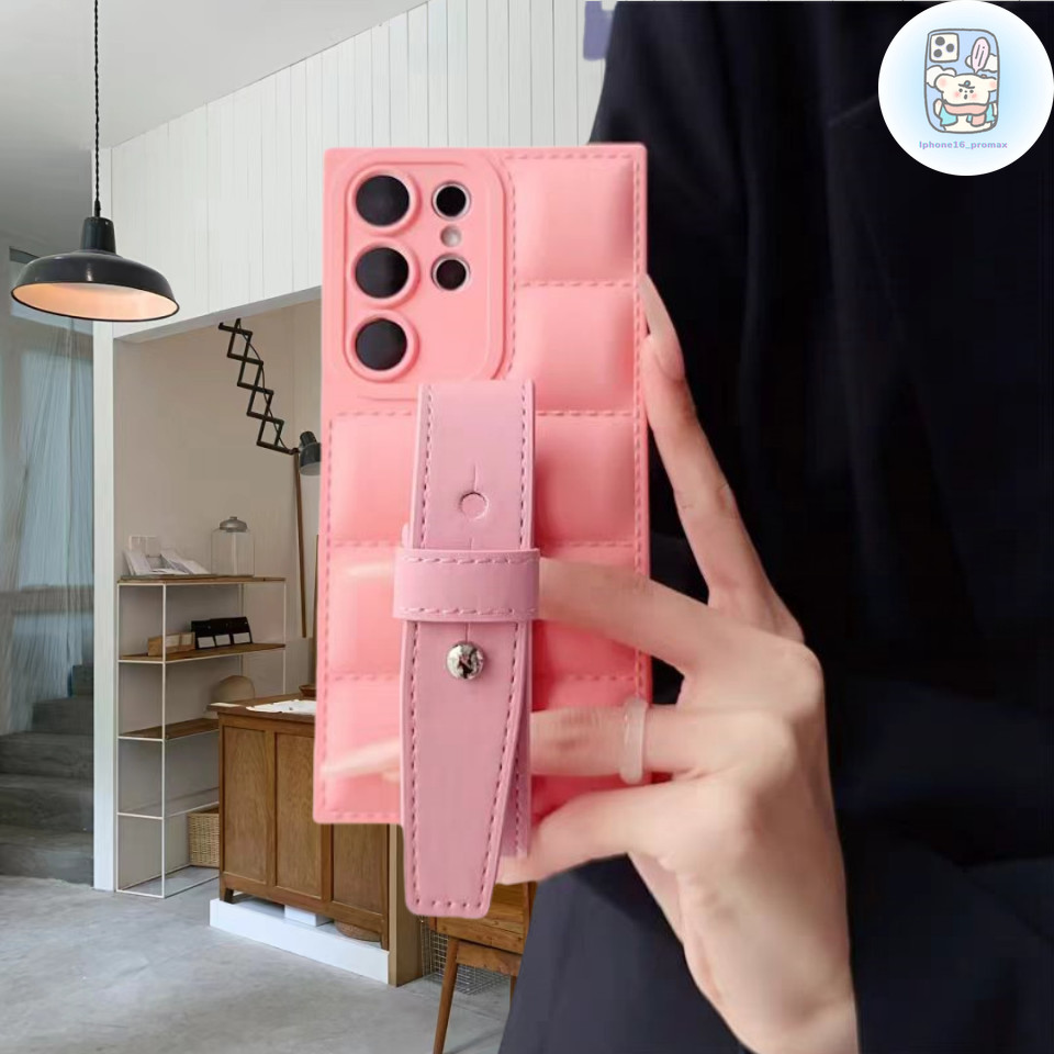 Light Luxury Rose Red Color Paired with Anti Fall Temperament Wristband Phone Casing for Samsung Gal