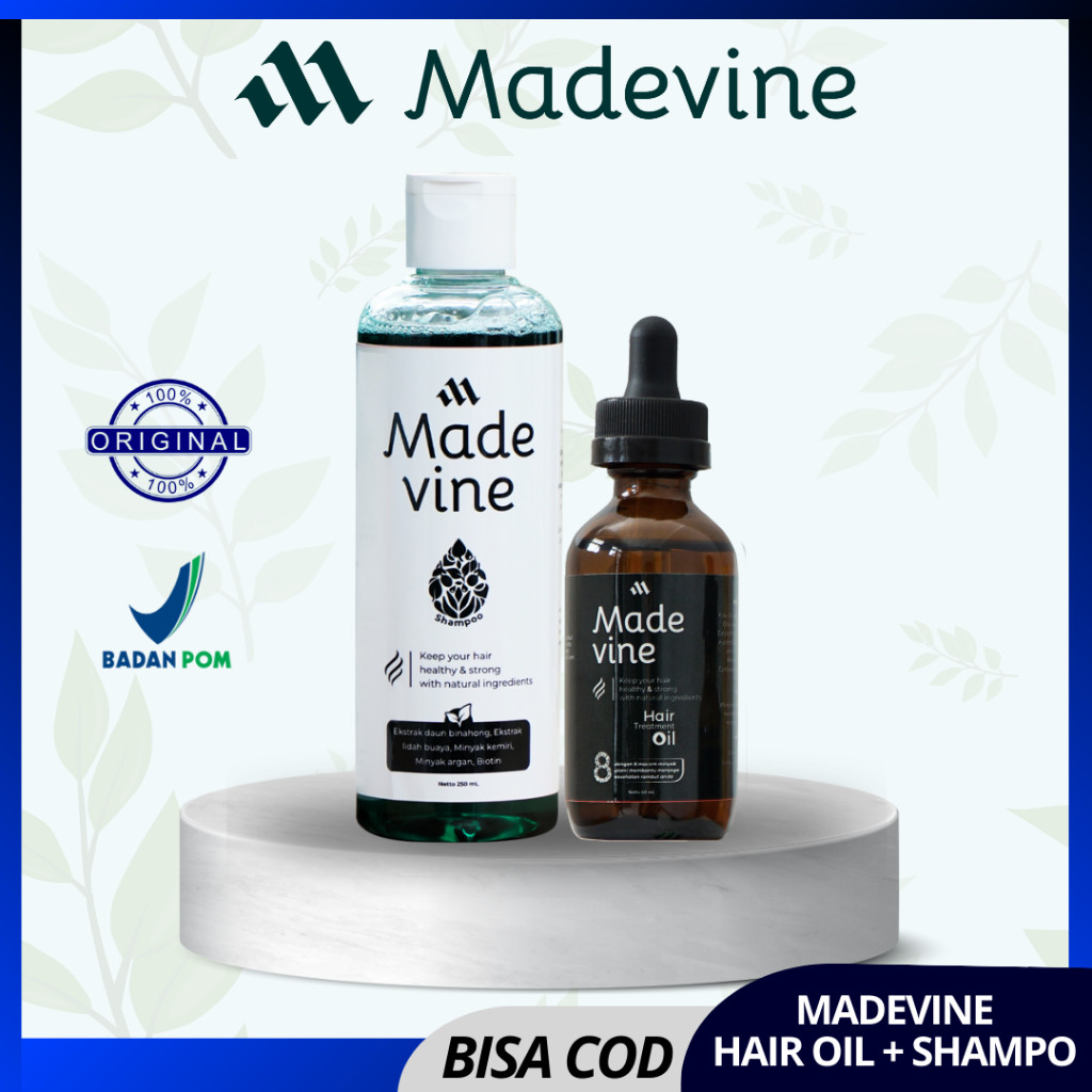 Paket  Madevine Oil & Shampoo - Perawatan Rambut Rontok, Rusak dan Penyubur Original