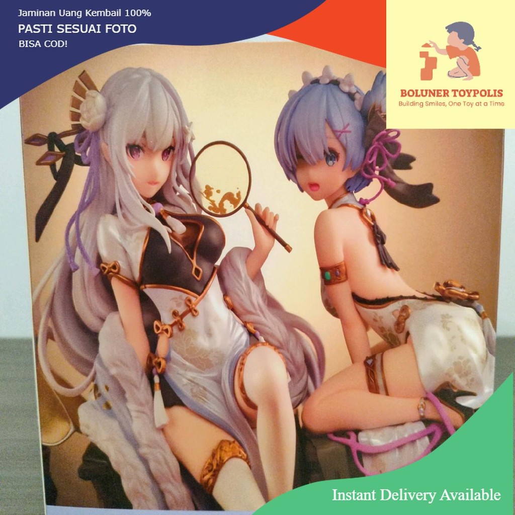 Figure Rem And Emilia Cheongsam Dress Re Zero PVC Anime Toy