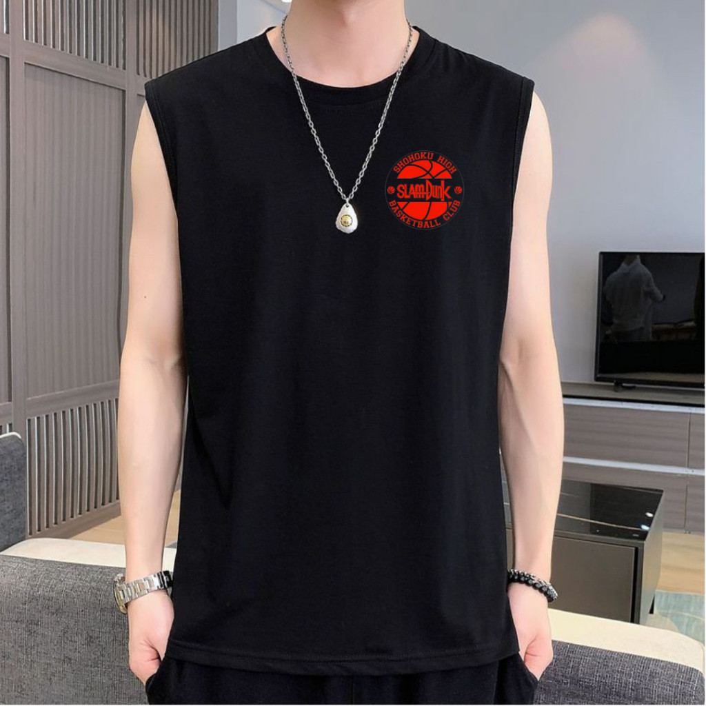 Kaos singlet pria logo SLAMDUNK / kaos pria oblong keren / kaos tanpa lengan