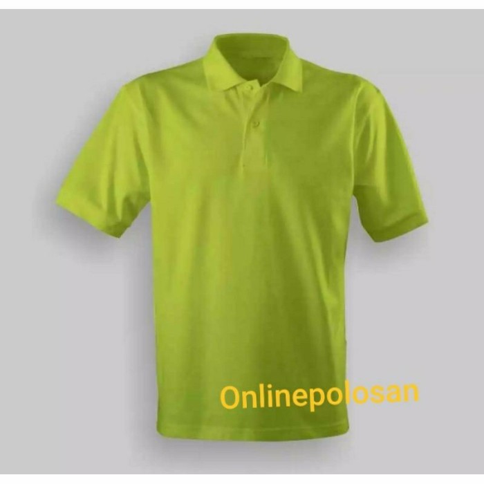 ✨BISA COD✨ -Kaos Polo Shirt Lengan Pendek Kerah warna Hijau Stabilo - Hijau Stabilo, S