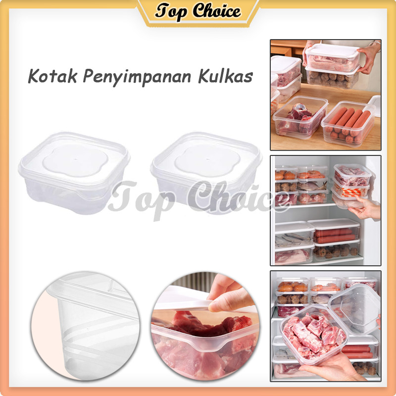 Kotak Penyimpanan Makanan Kulkas / Food Kontainer Toples Plastik Bening Putih