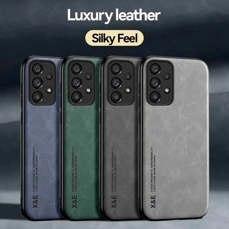 For Samsung Galaxy A13 4G Samsung A33 A53 A73 5G Case Goatskin plush ultra-thin magnetic patch holde