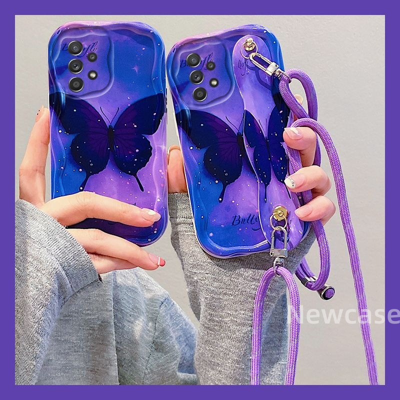 GRADUAL HALO VIOLET BLUE BUTTERFLY CASE FOR SAMSUNG GALAXY S24 S23 S22 S21 NOTE20 ULTRA NOTE10 PLUS 