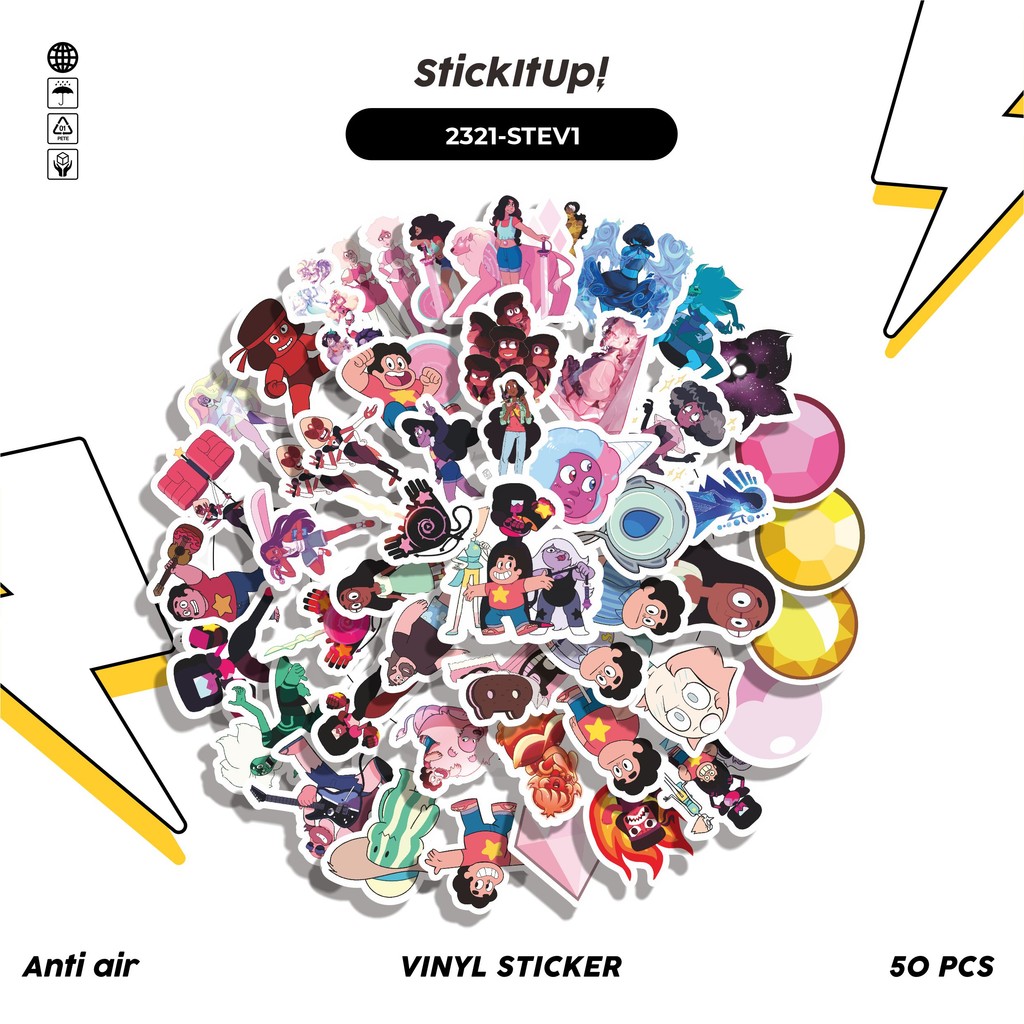 

COD✨ 50 Pcs Sticker Pack CARTOON SERIES STEVEN UNIVERSE CHARACTER MIX 01 Lucu Aesthetic Vynil Waterproof untuk Freebies Sticker Buku Journal Casing HP Laptop