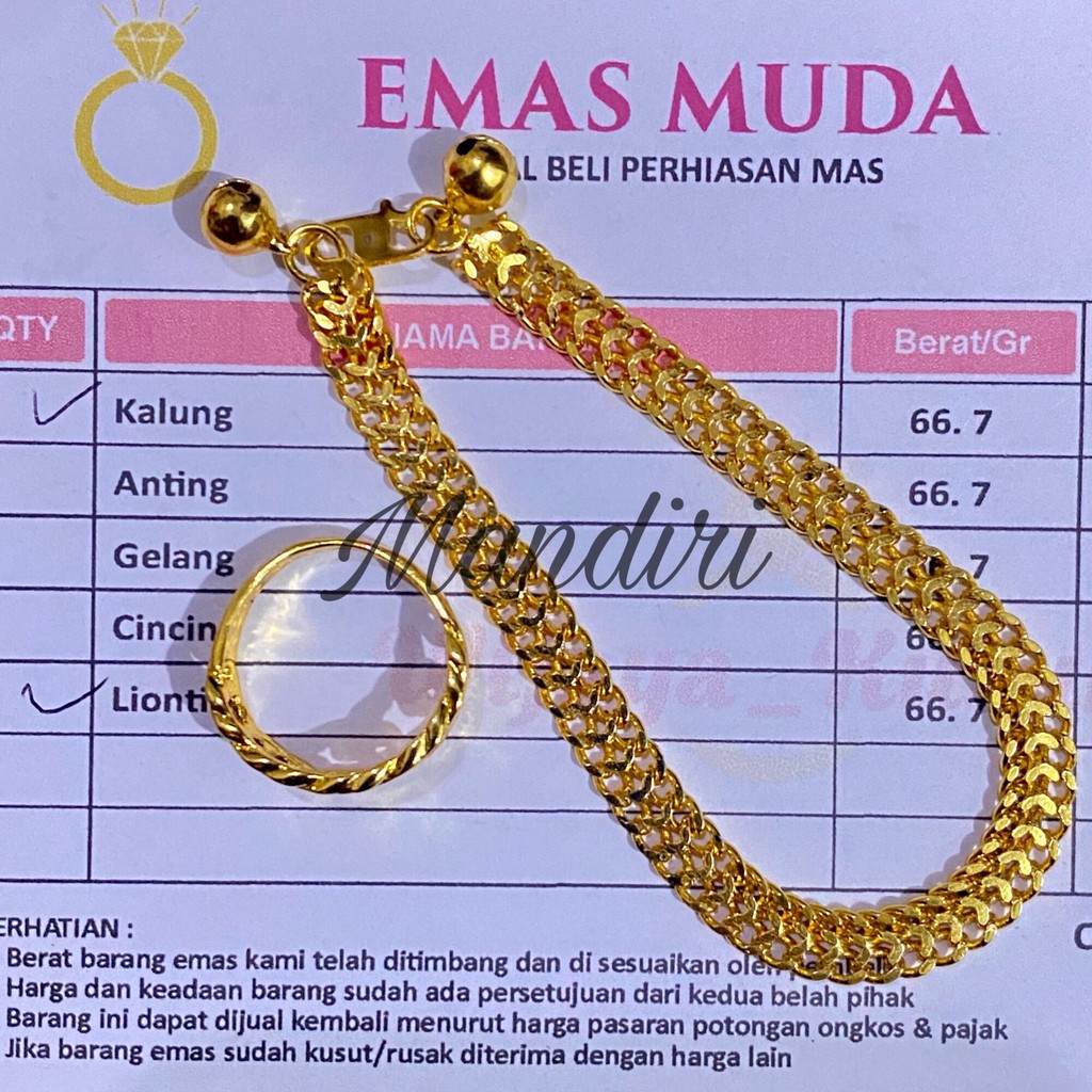 Gelang tikar Emas Asli 24karat Berat 16gram free cincin free surat dri toko