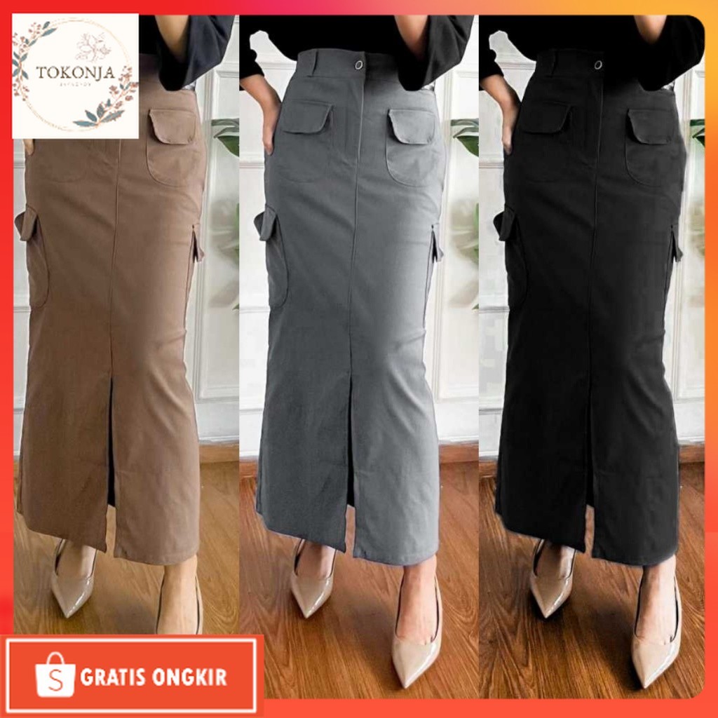 Rok Terkini / Rok Span Cargo Drill Pamela - Rok Span Viral Kekinian