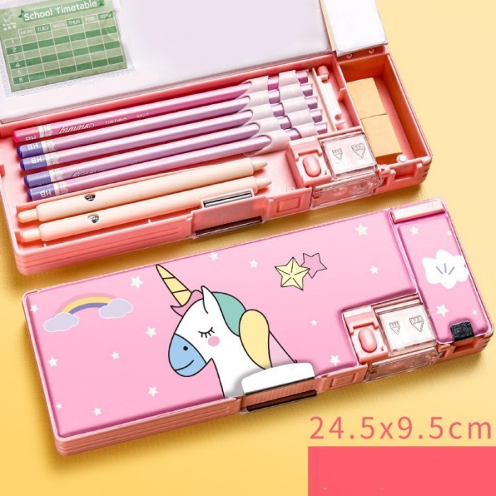 

multifunction pencil box kotak pensil multiguna double layer 2 tingkat - Simple unicorn by Summerstore Id