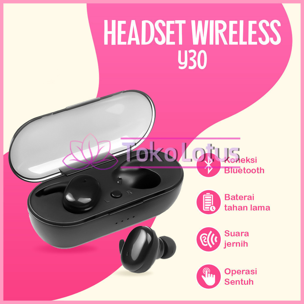 TWS Y30 Headset Bluetooth wireless Stereo BASS smart control tws4 earphone sport with mic [BISA BAYA
