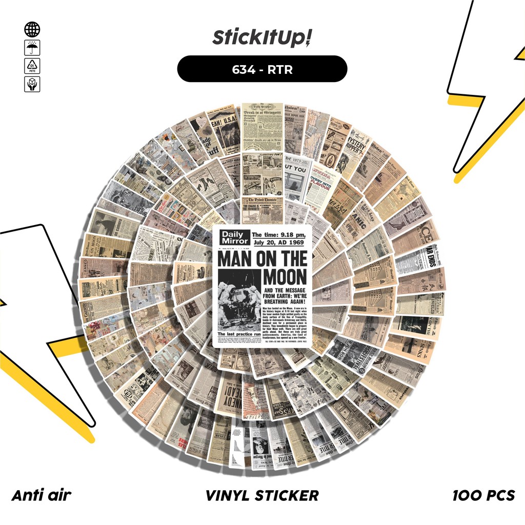

COD 100 Pcs Stiker Retro Broken Journal Art Newspapper Lucu Anti Air Untuk Dekorasi Notebook Sepeda Skateboard Handphone DIY