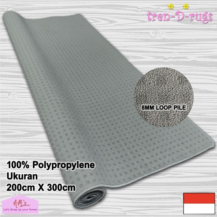 Karpet polos jumbo lantai bulu permadani tebal minimalis murah 200x300 - Abu Muda Bintik