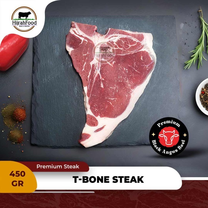 

Daging Steak T-Bone Black Angus Grain-Fed AUS Beef Short Loin Porterhouse Steak