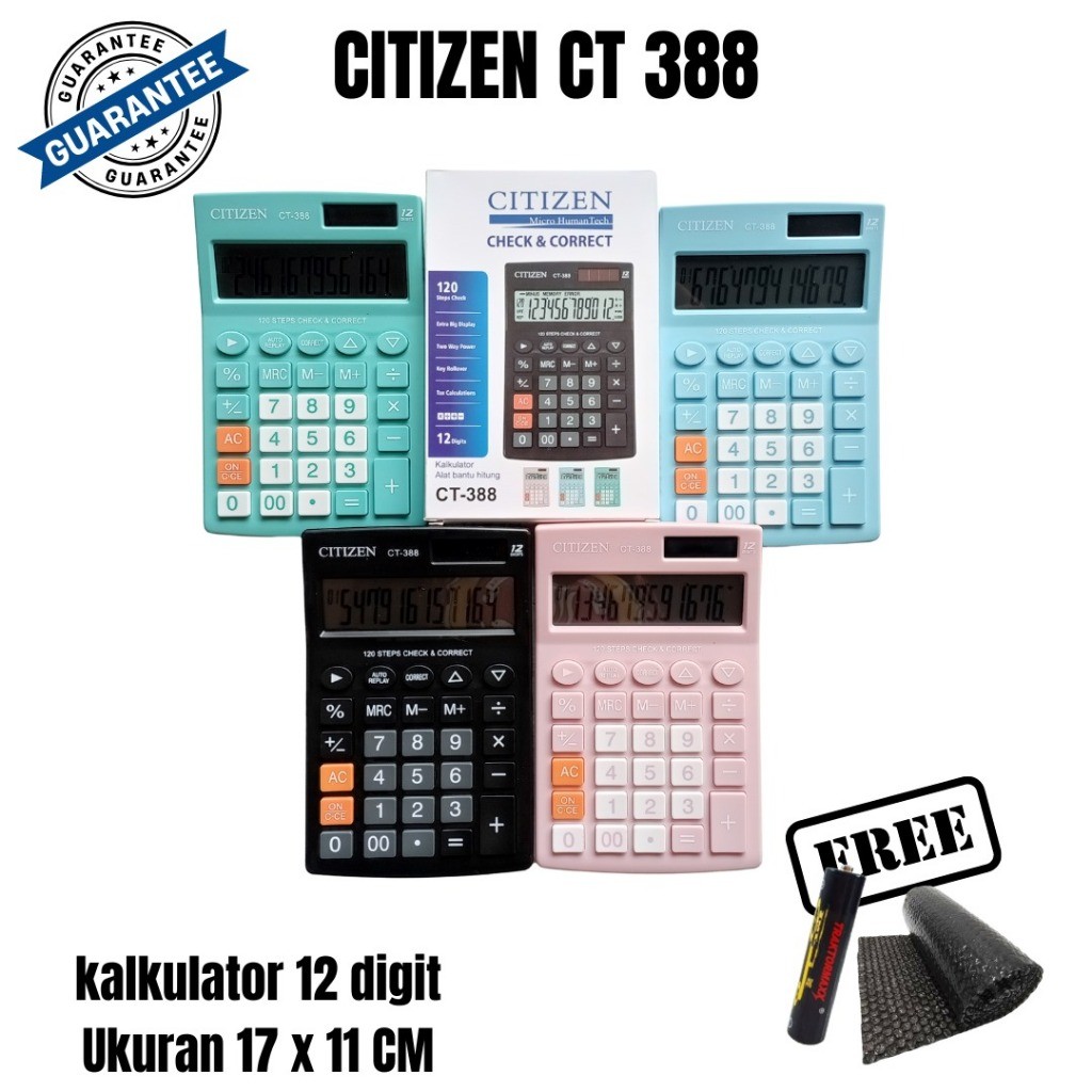 

Kalkulator CT 388 Check and Correct Display Besar Warna Pastel Sekolah Dagang Kasir Kantor