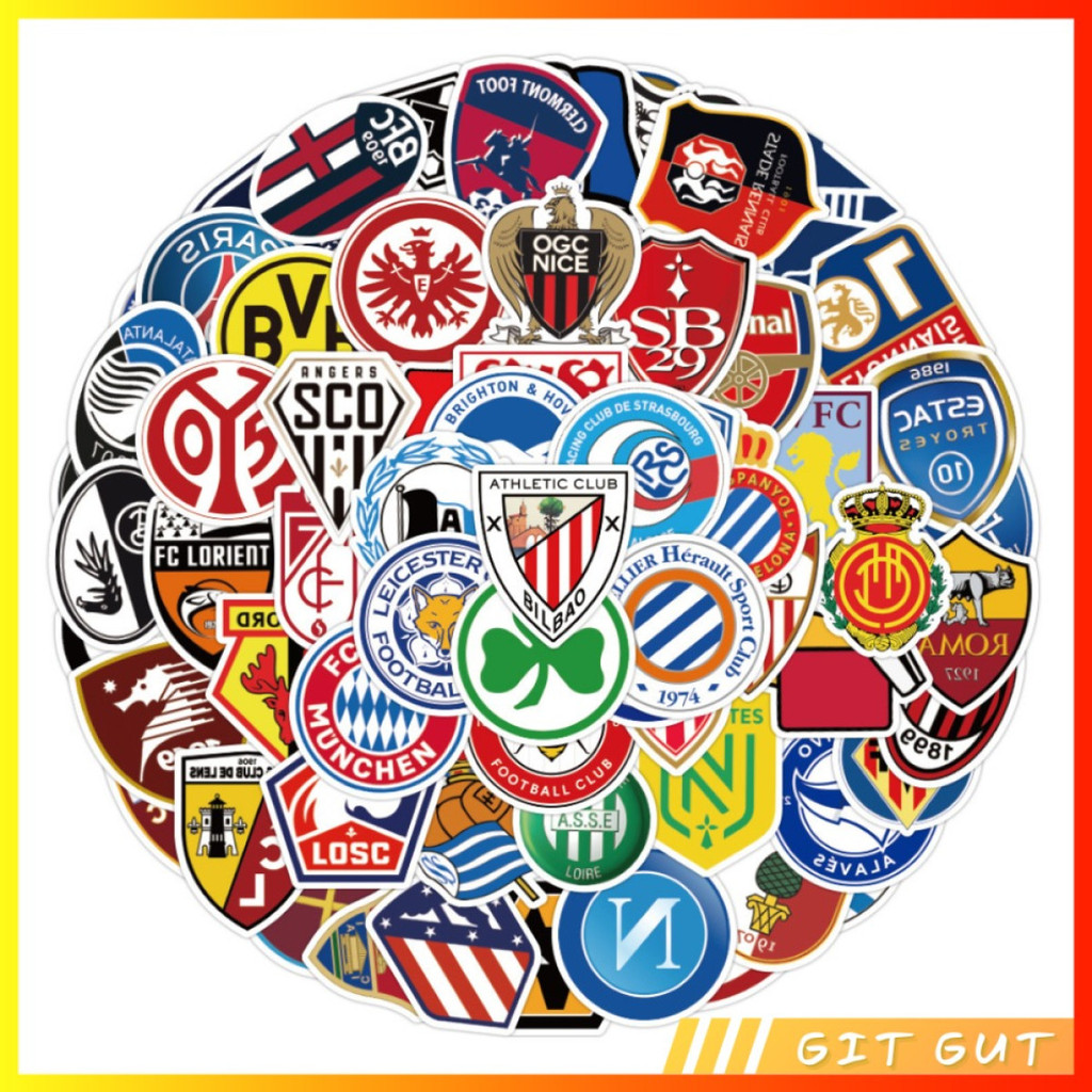 

Sticker Pack Stiker Vinyl 100 pcs Football Team Club Logo Bola Soccer