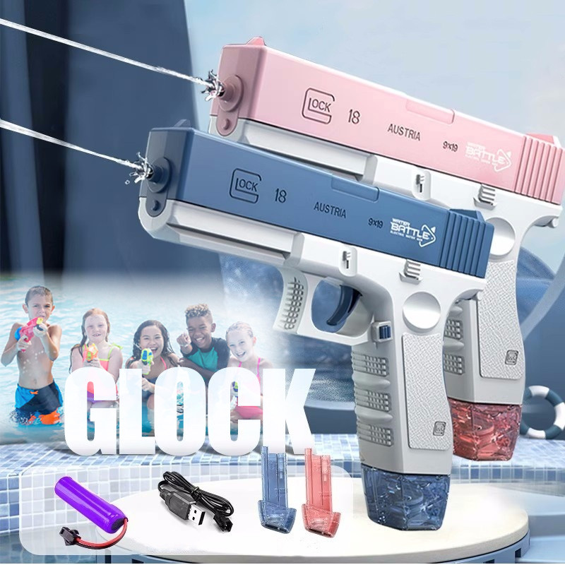 Glock Electric Water Gun  Mainan Pistol Air Elektrik Rechargeable Tekanan Tinggi
