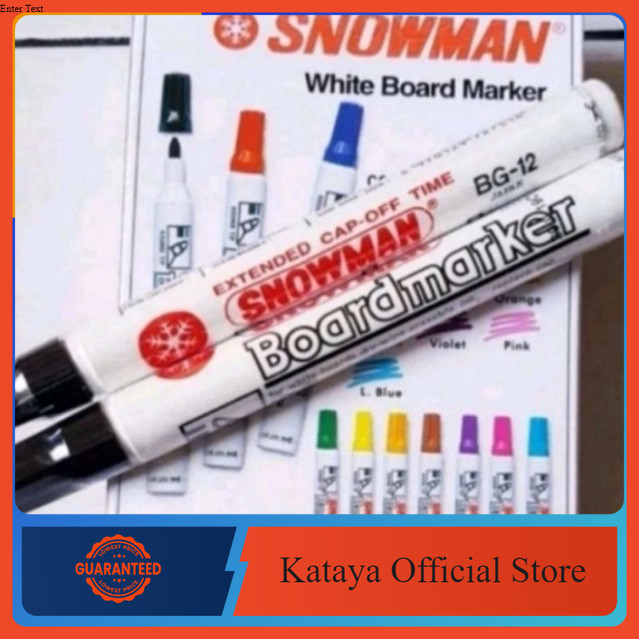 Spidol Whiteboard Papan Tulis Snowman BG-12 Marker HITAM (BISA DIHAPUS) isi 1 Pcs