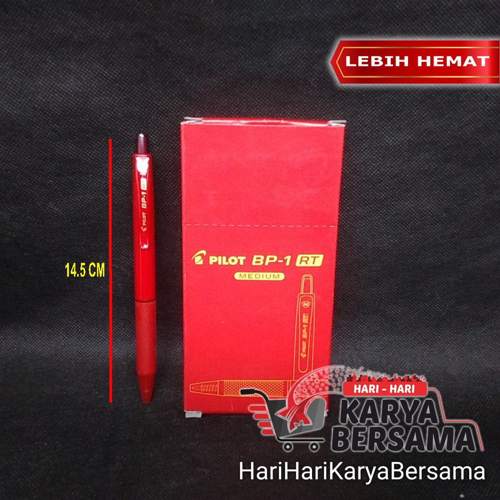 

PILOT BALL POINT PULPEN MEDIUM BP-1RT RED PER-BOX ISI 12'S