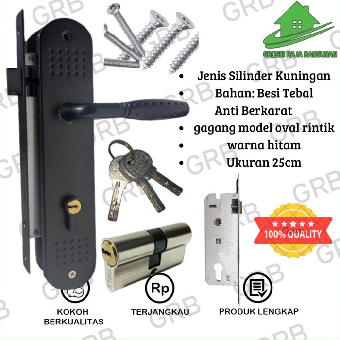 RAJA Kunci Pintu Door Handle BESAR25 CM FULL SET Handle Pintu Besar 25 CM HIGH QUALITY SET LENGKAP F
