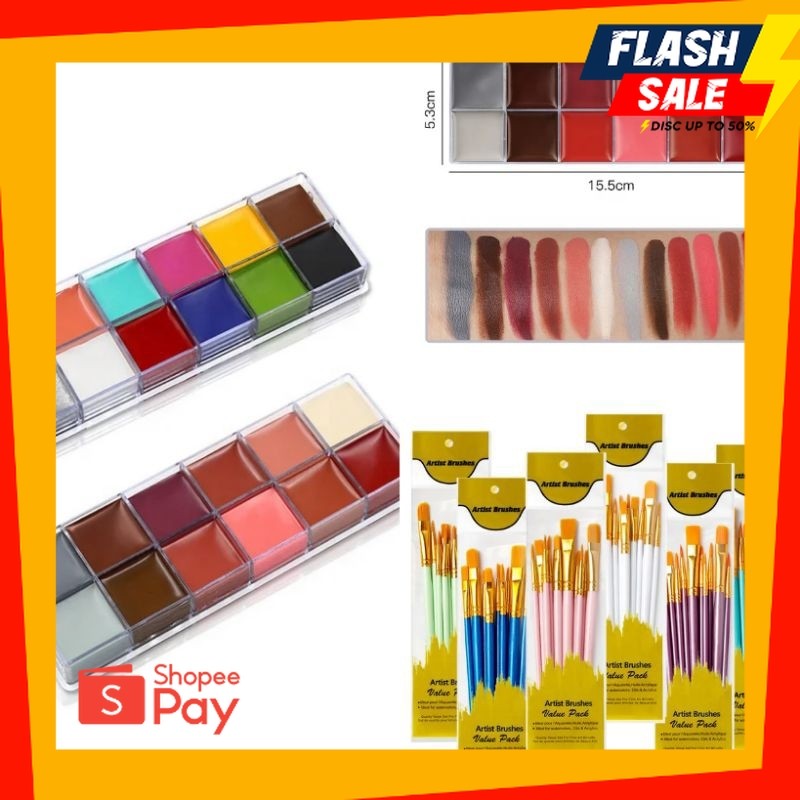 

HALOWEEN 10.10 | 12 Warna Body Face Painting Cat Wajah Painting Wajah Body Painting Palette Halloween Bermain / Kuas Cat Wajah Face Painting Brush