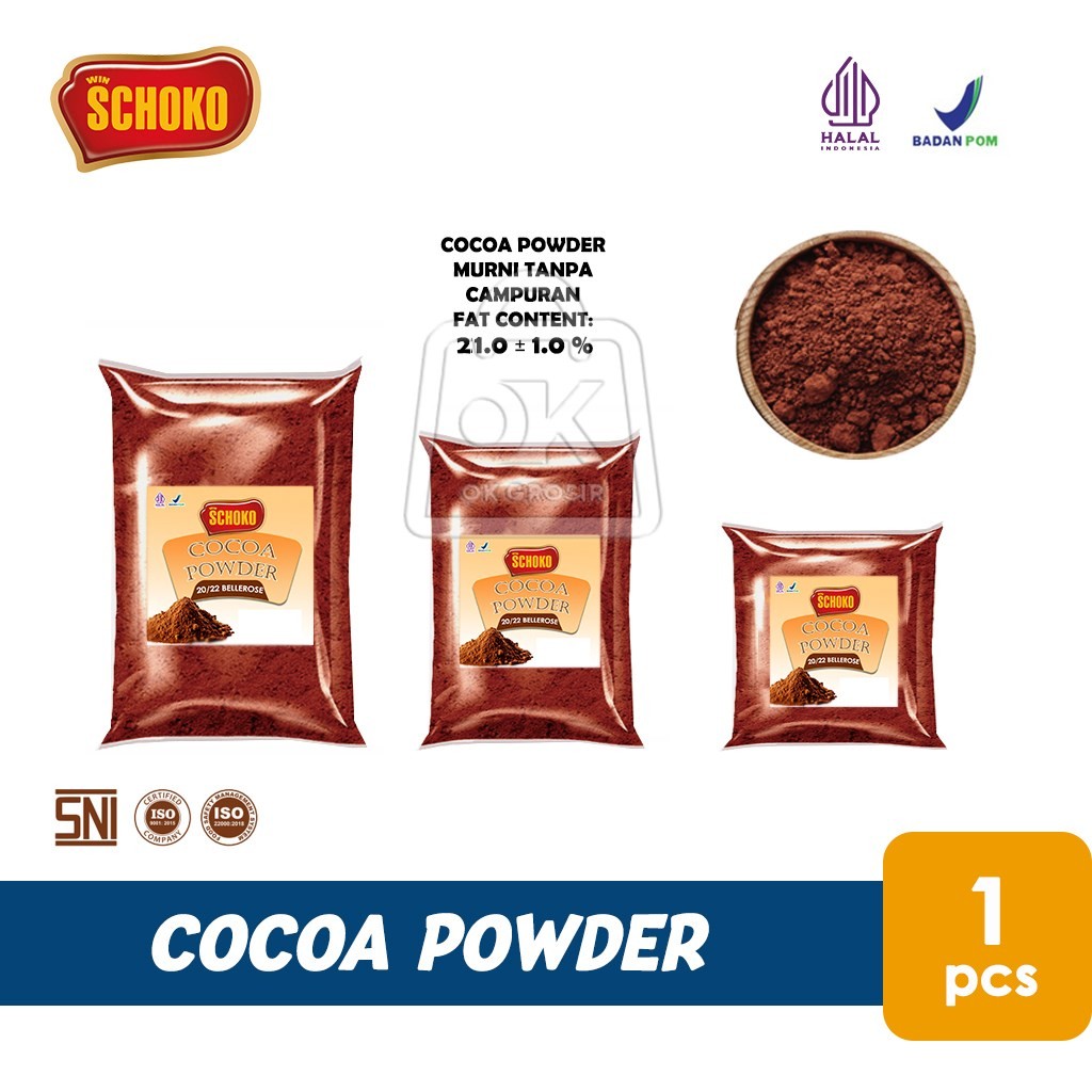 

Cocoa Powder SCHOKO 20/22 BELLEROSE Cokelat Bubuk Murni Tanpa Campuran Bubuk Cacao (Repack)