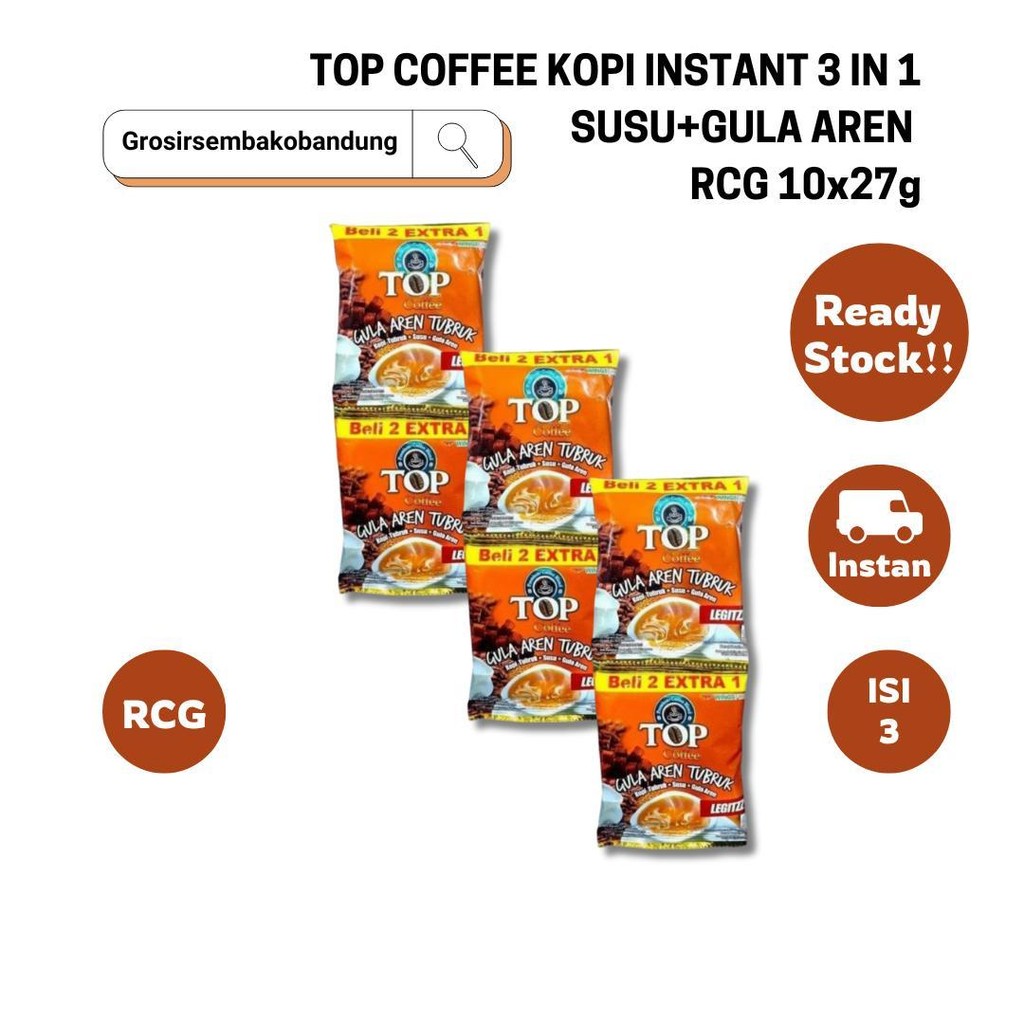

TOP COFFEE KOPI INSTANT 3 IN 1 SUSU+GULA AREN RCG 10x27g - 3 Rcg - Kota Bandung
