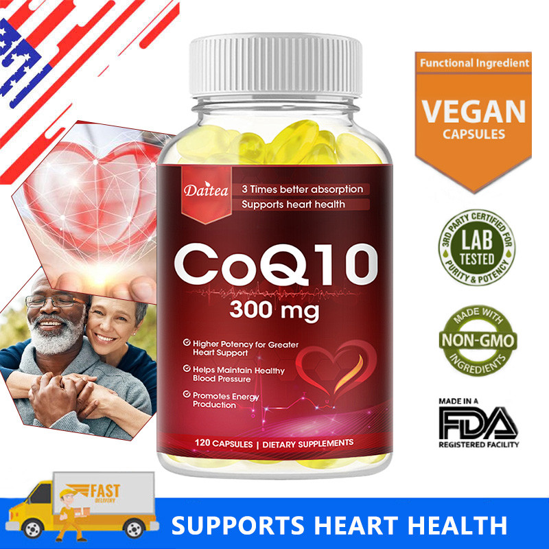 Suplemen CoQ10 300 mg mendukung fungsi jantung, meningkatkan energi dan daya tahan, serta meningkatk