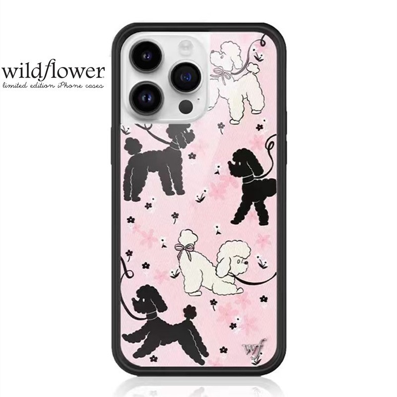 △ Wildflower Poodle Doodles Case For iPhone 15 14 Plus 12 13 Pro Max Acrylic Hard Casing wf Cover ○