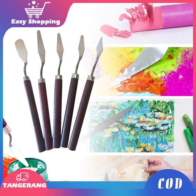 

Pisau Palet 5pcs Painting Knife Set Pallete Knife Lukis Stainless Steel Scraper