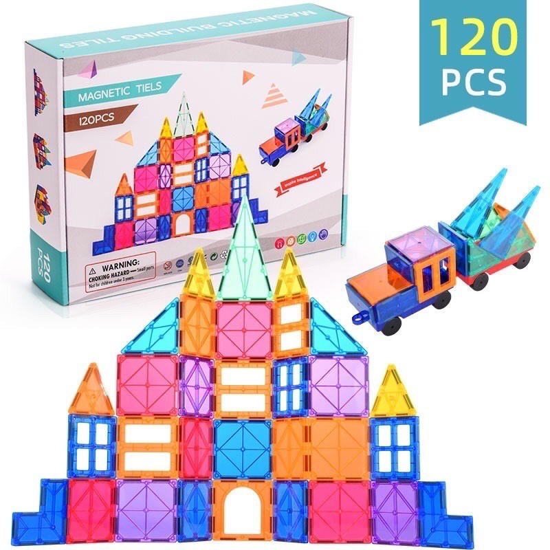 【MURAH COD】Magnetic Tiles 120 Magnetic Tiles 100 Mainan Magnet Puzzle Magnet Mainan Montessori Build
