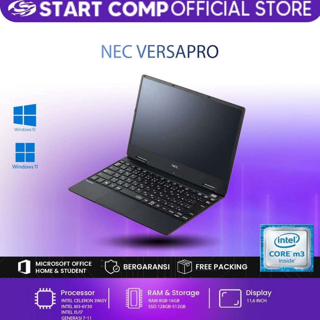Laptop NEC VersaPro VH-1 - VH-3 Core i5 Gen 7 Ram 8GB SSD 256GB Slim Ringan