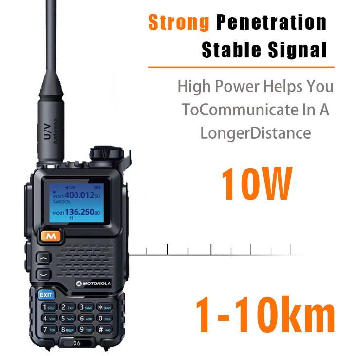 WOW! HT motorola X6 Walkie Talkie kisaran panjang 10KM IP54 tahan air dan tahan debu Dual Band dua a