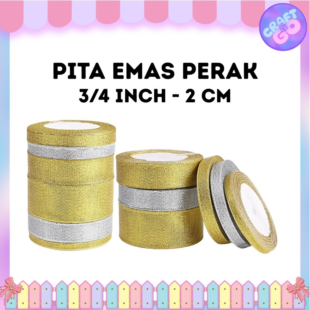 

Pita Emas Perak 3/4 Inch (2 Cm) // Pita Glitter