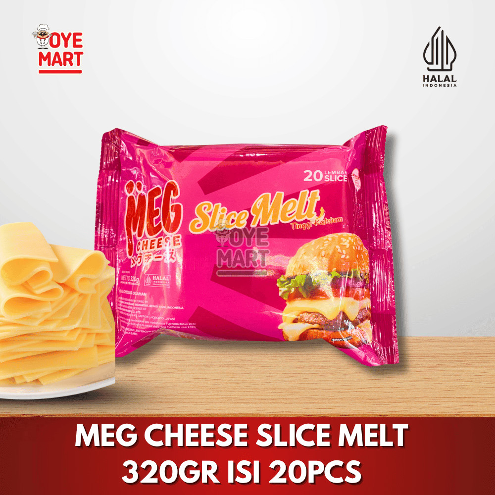 

MEG CHEDDAR SLICE MELT 320GR ISI 20PCS/KEJU SLICE MELT CHEESE