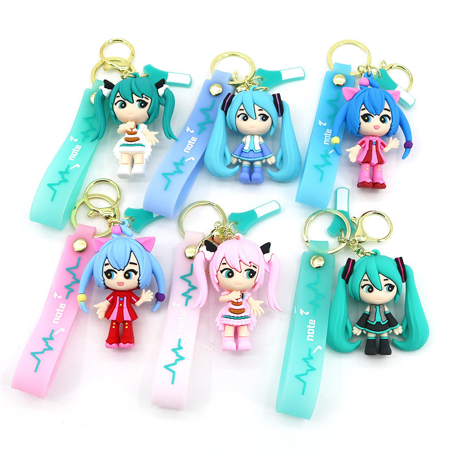 Anime New Hatsune Miku Keychain Fashion Jewelry Resin Action Figures PVC Key Ring Bag Pendant