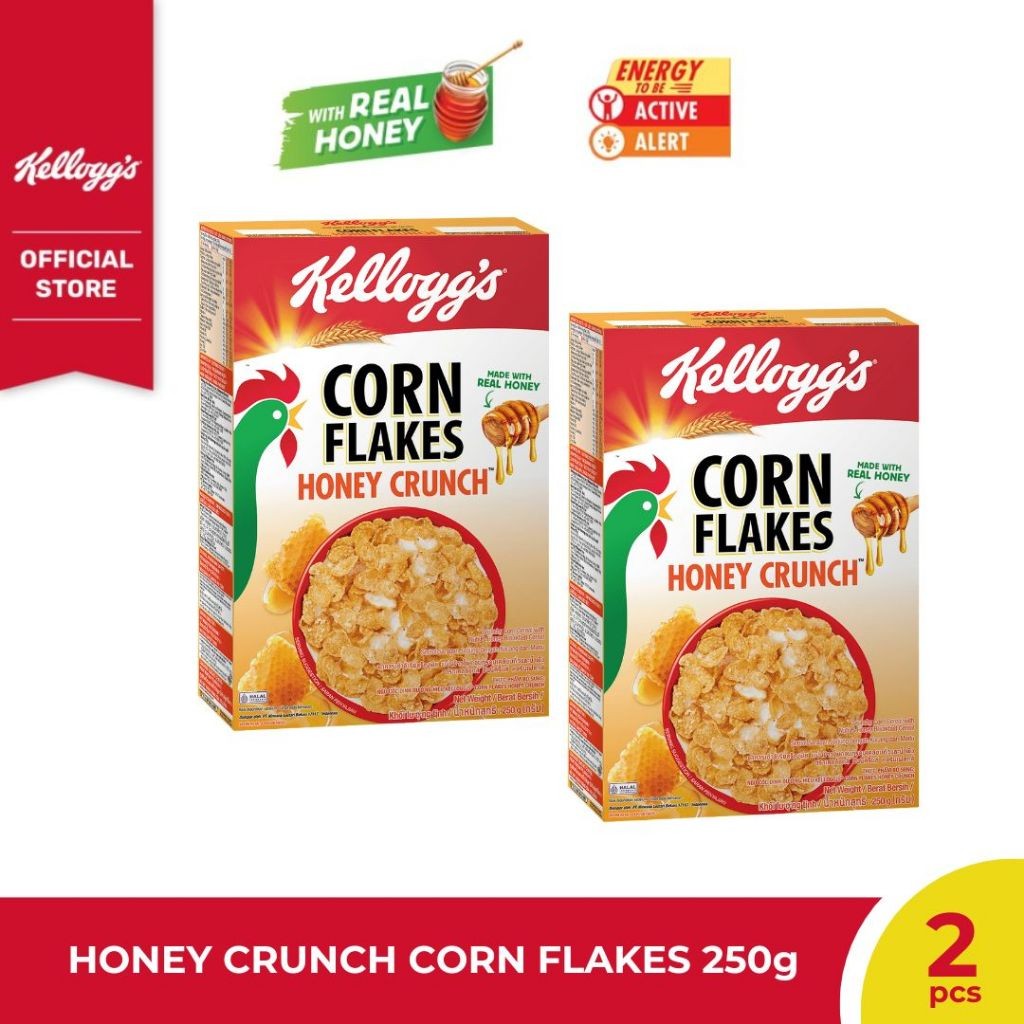 

New [BUNDLE 2Pcs] Kelloggs Honey Crunch Corn Flakes Sereal 2 x 250gPremium