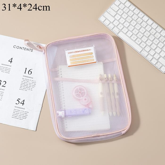 

[BERGARANSI] Harga Promo TTas Dokumen Ritsleting Transparan A4 Kapasitas Besar/ Tas Folder Portabel Jaring Penyimpanan Kertas/Document Bag Transparan - A-merah muda Berkualitas Paling Dicari