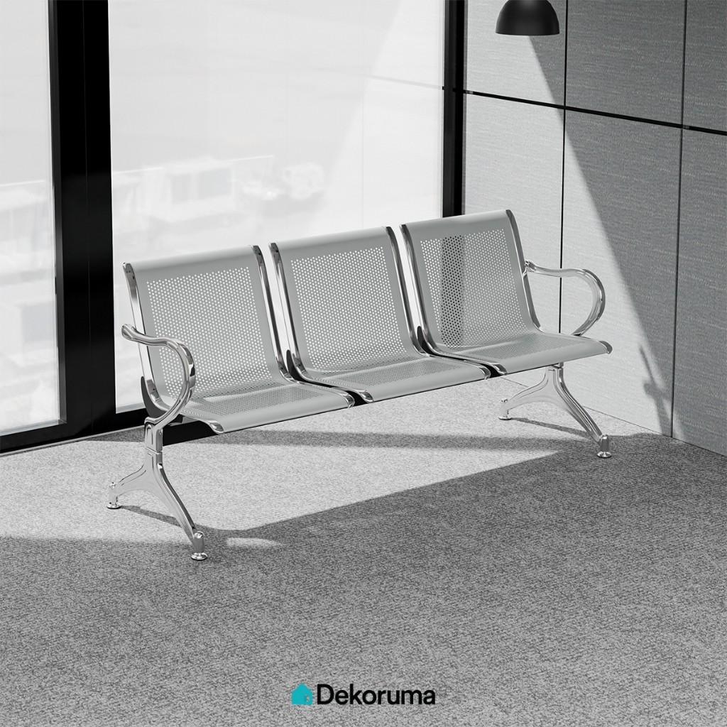 

Dekoruma OTTO Kursi Tunggu 3 Dudukan dengan sandaran Abu-abu