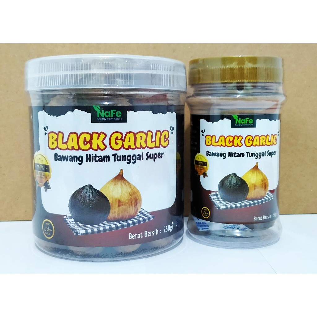 

NaFe Black Garlic PREMIUM Tunggal Super Bawang Hitam Bawang Lanang Solo Black Garlic 250gr