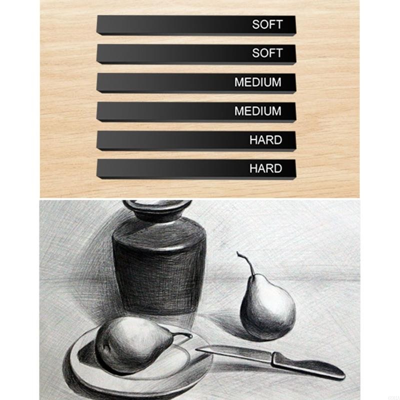

Artist Compressed Charcoal Sticks Square Black Coal Sketch Art Supplies 6x 69HA