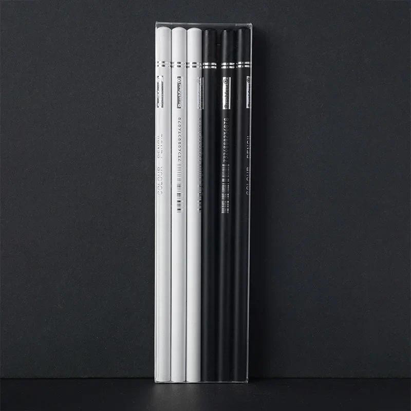 

1/6 Pcs White Sketching Colored Pencil Black Sketch Pencils Set Artist Drawing Pencils Set Art Painting Supplies