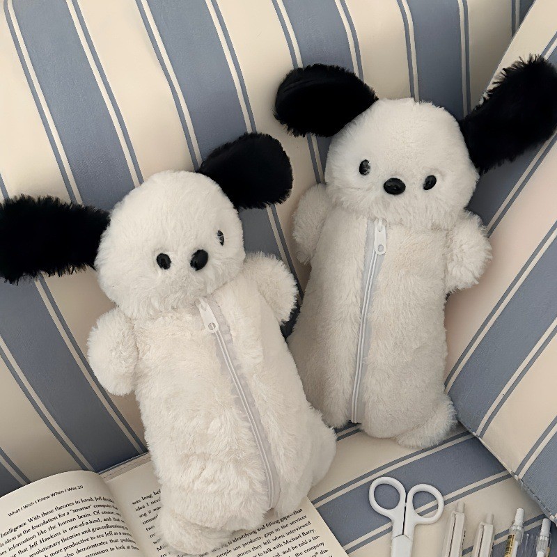 

Korea Style Puppy Pencil Case Soft Plush School Stationary Big Capacity Pen Bag For Student Kawaii Stationary