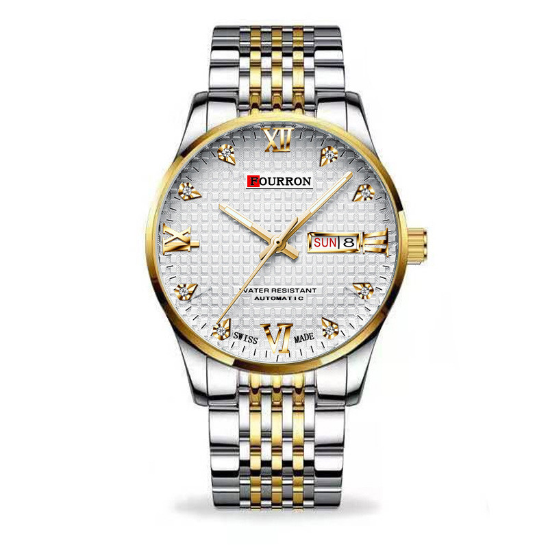 

Jam Tangan Pria Imitasi Mekanis Belakang Transparan Gerakan Hollow Kalender Ganda Live Penjualan Panas Model Sama Luminous