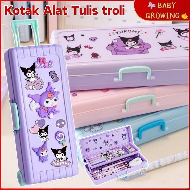 

3D Sanrio Seri Kotak Alat Tulis troli Lucu Kuromi/Melody Pensil Kapasitas Besar Kotak Penyimpanan Alat Tulis Hadiah Anak-anak