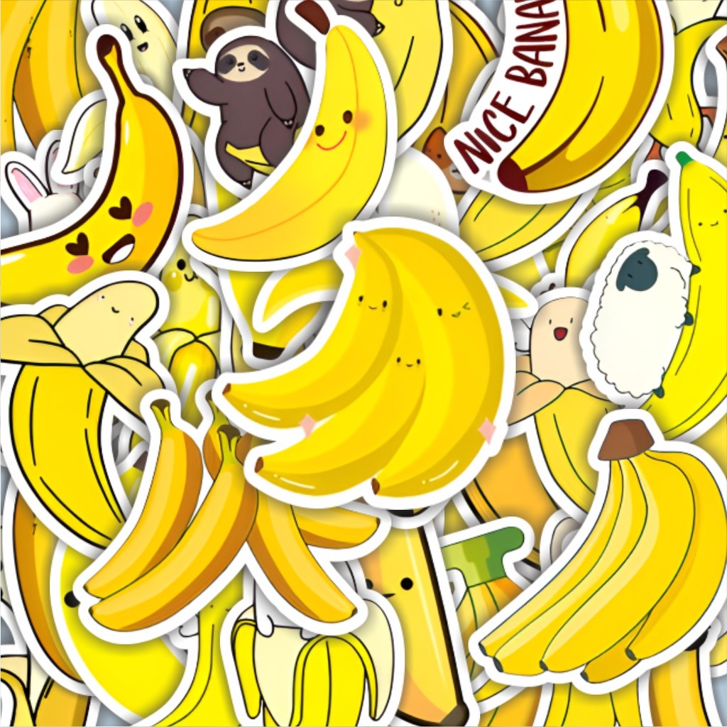 

100PCS Lucu Stiker Banana [Pisang] Stiker Aesthetic Stiker Anti Air Stikers Berperekat Waterproof sticker decal buat Motor Helm Buku Journal Koper Casing HP Laptop Botol Minum Hadiah anak