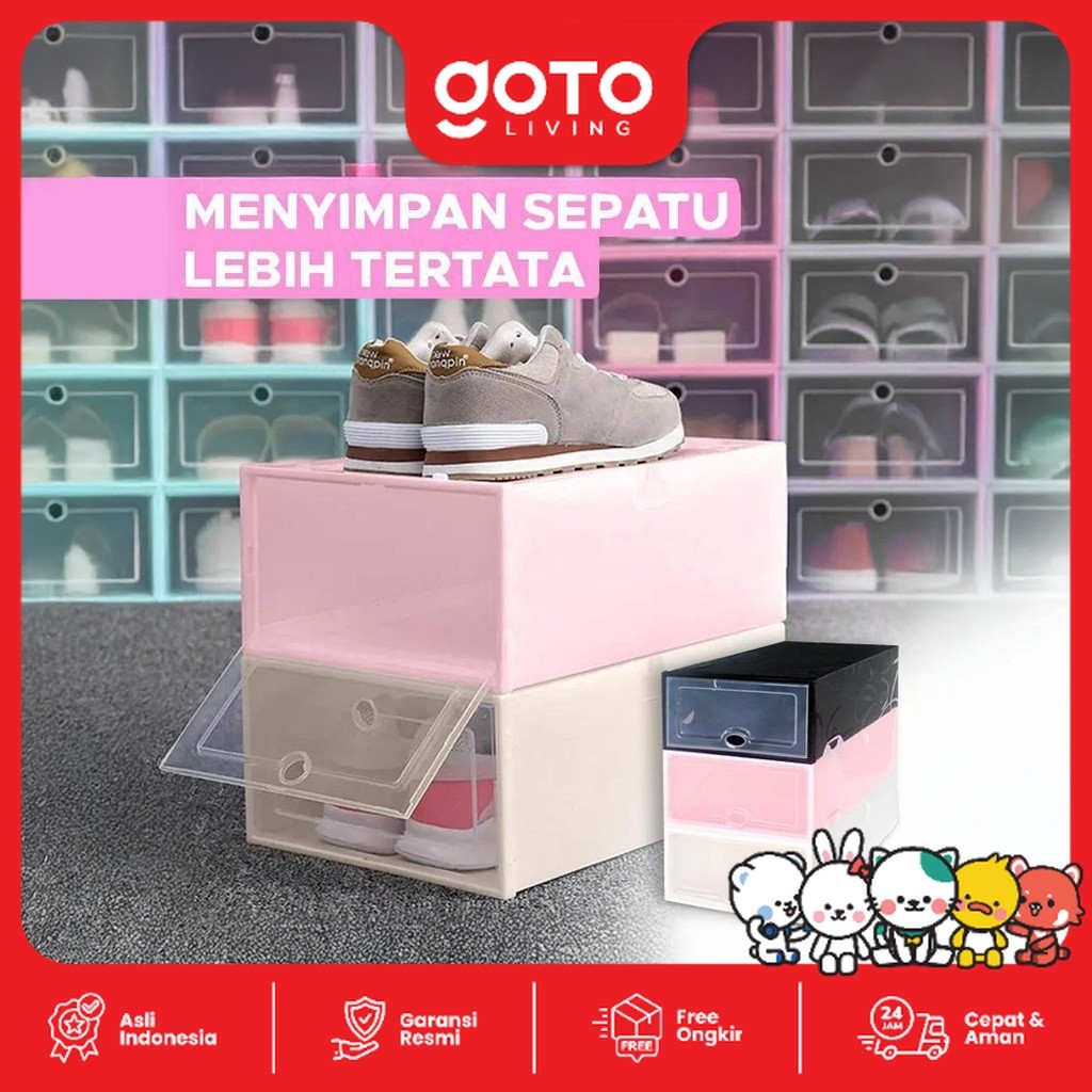 Goto Stacko Kotak Sepatu Lipat Storage Shoe Box Organizer Rak