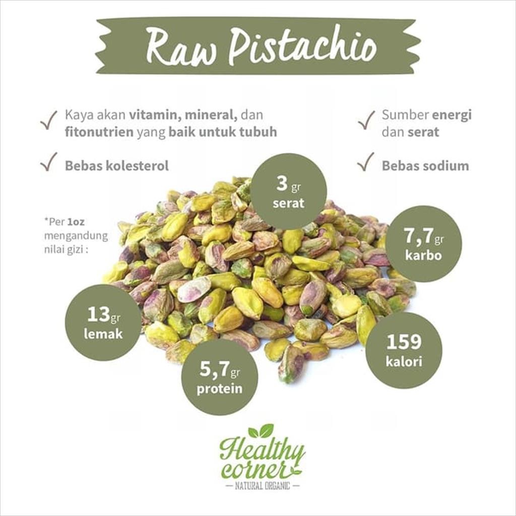 

Pistachio Raw Kupas Kulit Origin USA ( Kacang Arab Pistasio Fustuk Mentah ) 500 gr