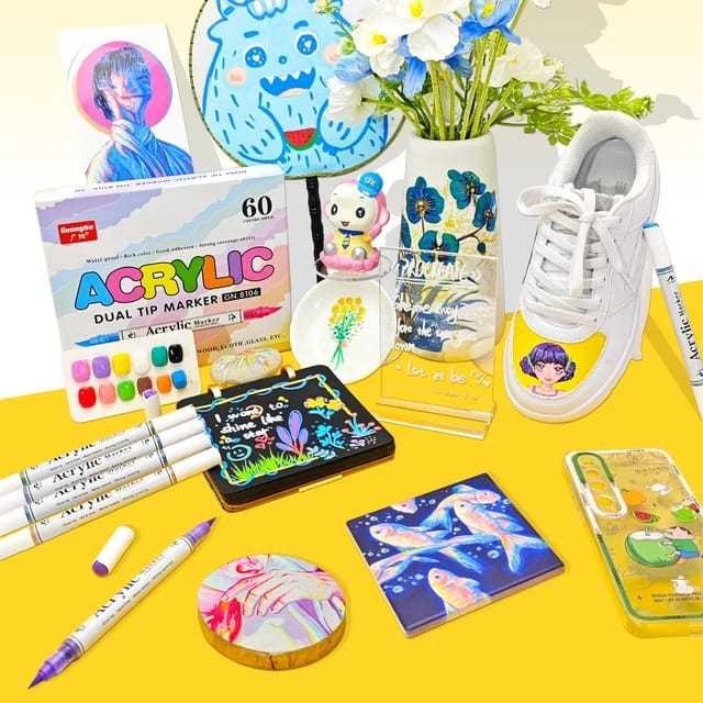 

New Guangna double color acrylic marker/spidol akrilik dual warna 8106 - 60/120 warnaPremium